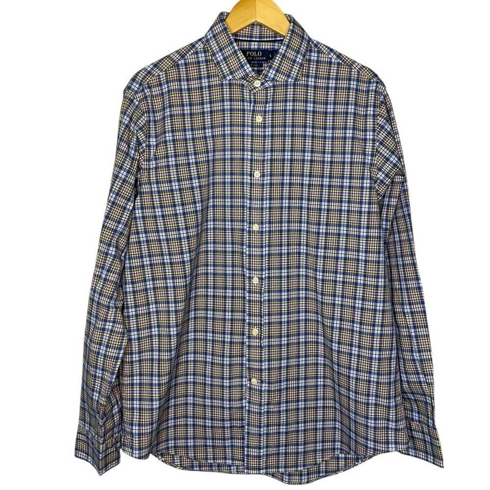 POLO Ralph Lauren 120s 2 Ply Plaid Button Down Shirt Mens Large